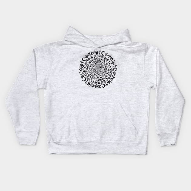 Religious Symbols Coexist Vortex Kids Hoodie by Sanu Designs